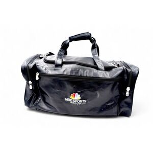Vintage‎ 1990s NBC Sports Group Black Leather Duffle Bag 90s